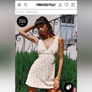 PRINCESS POLLY NELLIE MINI DRESS WHITE / YELLOW FLORAL